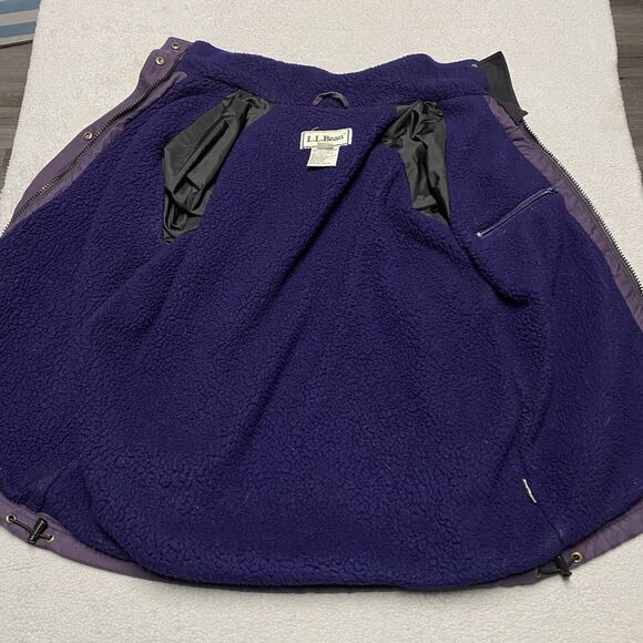 Vintage LL Bean Nylon Jacket Women's Small Purple Fleece Line Deep Pile Ski - Picture 4 of 12